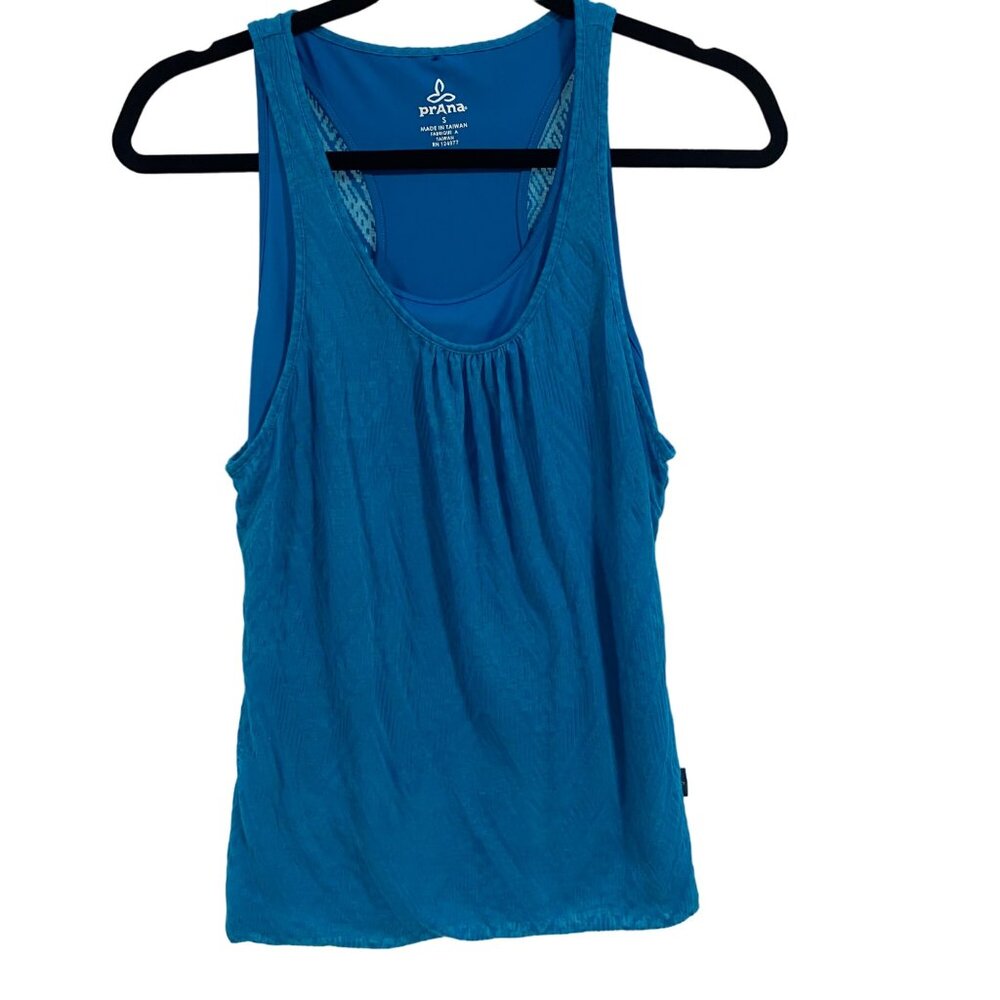 prAna Electric Blue Mika Double‎ Layer Racerback Tank Top Size S